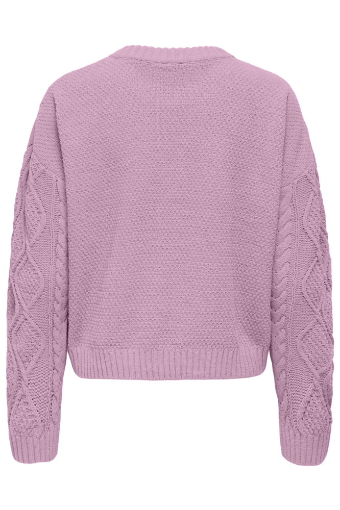 ONLELLY LIFE LS CABLE O-NECK CC KNT 15351234 Mauve Mist